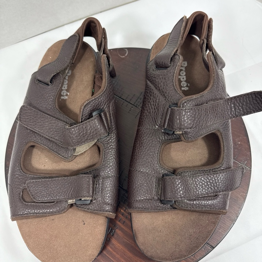 Men's Propet Leather Strappy Breeze Sandal Size 14XX (5E) Brown Comfort Walking